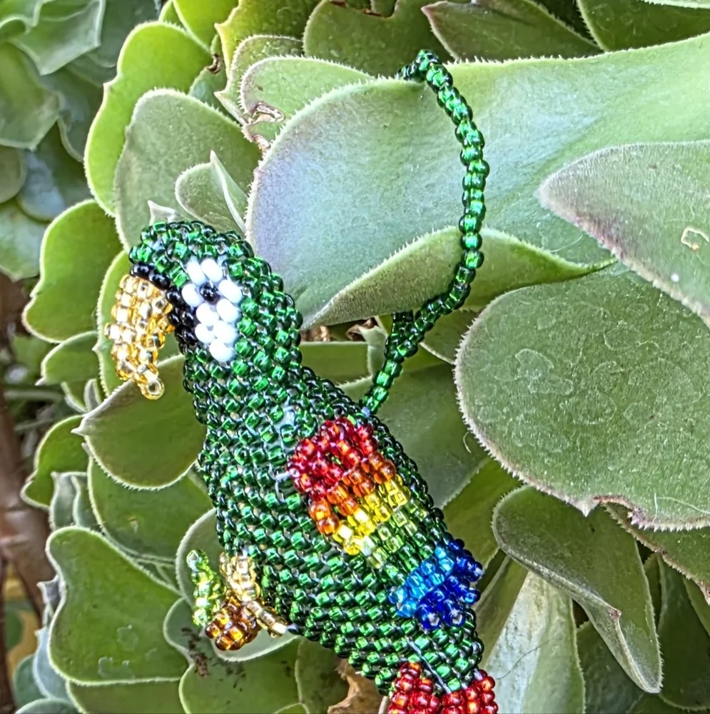 Colorful Beaded Parrot Ornament